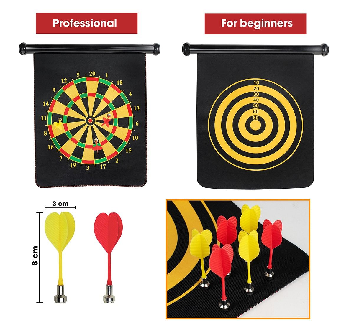 Balak Toy Store Double sided Magnetic Dart Board Game with 6 Magnetic darts  Multicolor